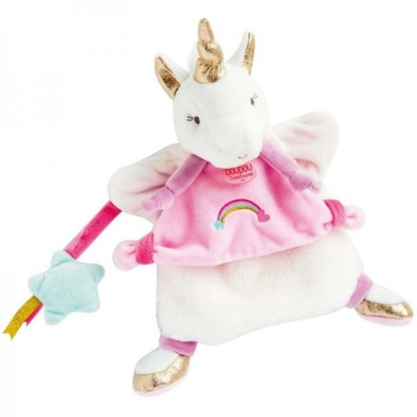 Doudou marionnette Lucie la licorne 20 cm